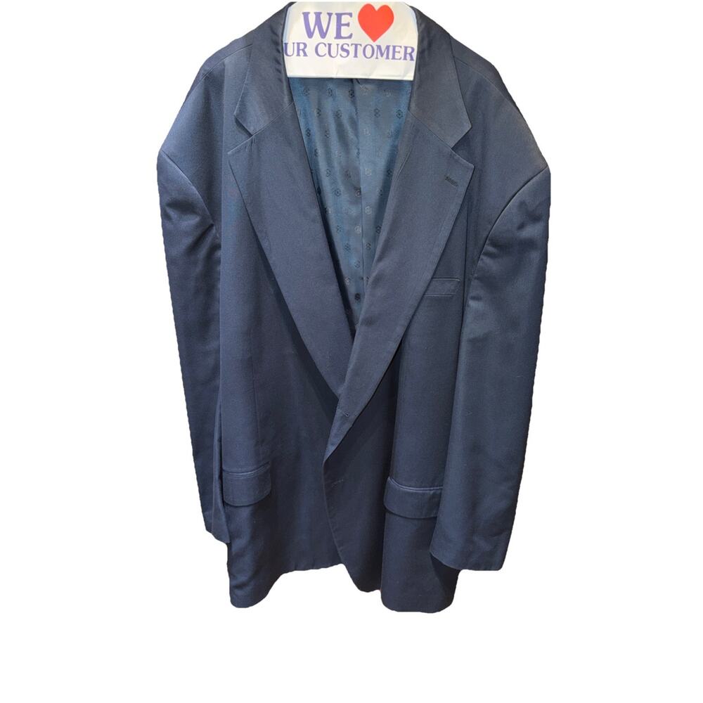 King’s Court Big Men’s Mens Navy Blue Suit Blazer Sportcoat 6XL 66 Freshly Clean